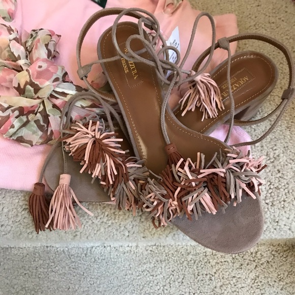 Aquazzura Shoes - AQUAZZURA WILD THING DESIGNER ROSETAUPE SUEDE HEEL